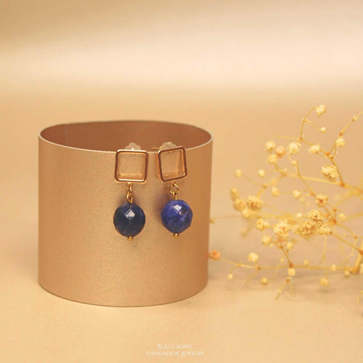 Aretes Sodalita 10mm & base cuadrada