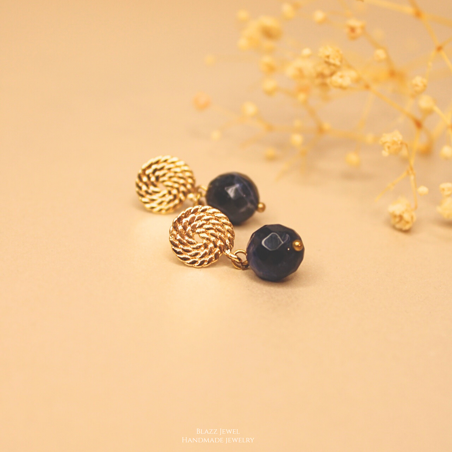 Aretes Sodalita 10mm & base espiral