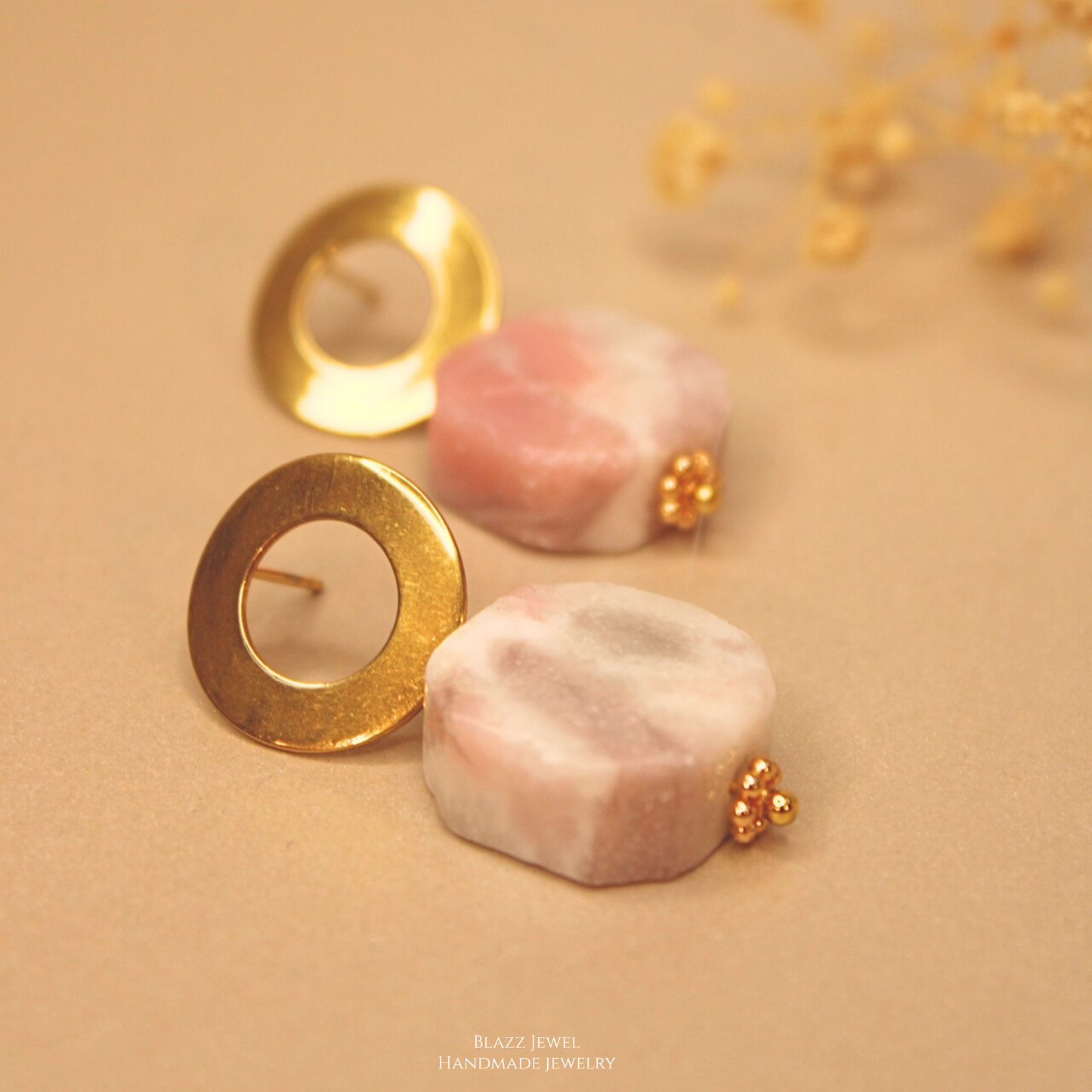 Opalo Rosado & base redonda hueca maxi