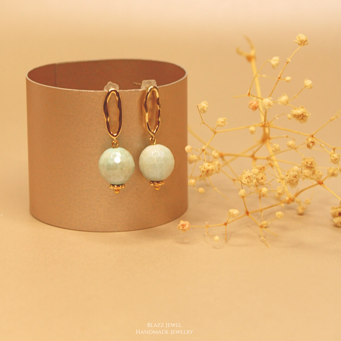 Amazonita Gota & base ovalada hueca