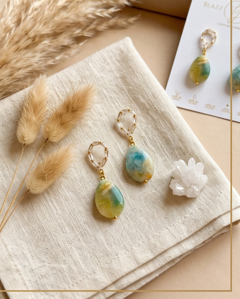 Aretes de Gota de Amazonita Facetada con Base de Gota con Zirconias