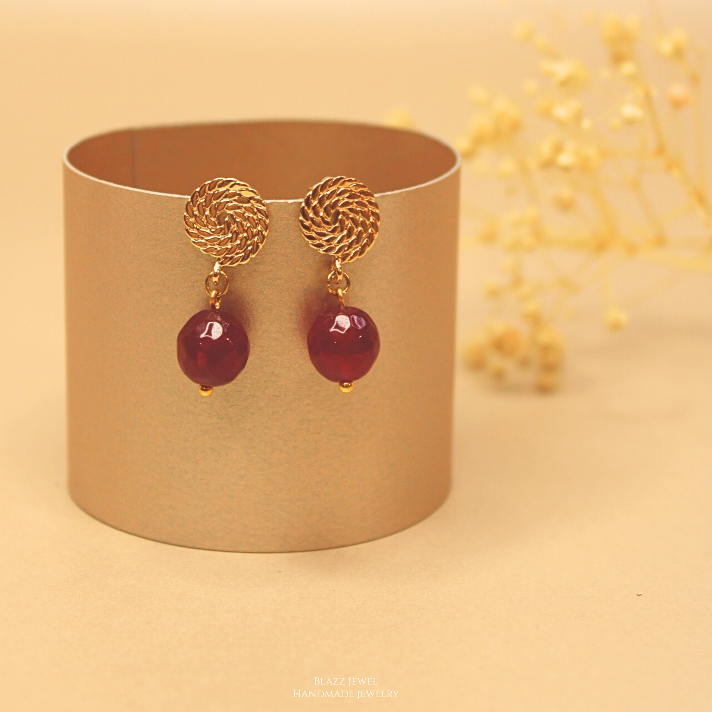 Jade Rojo 12mm & base espiral