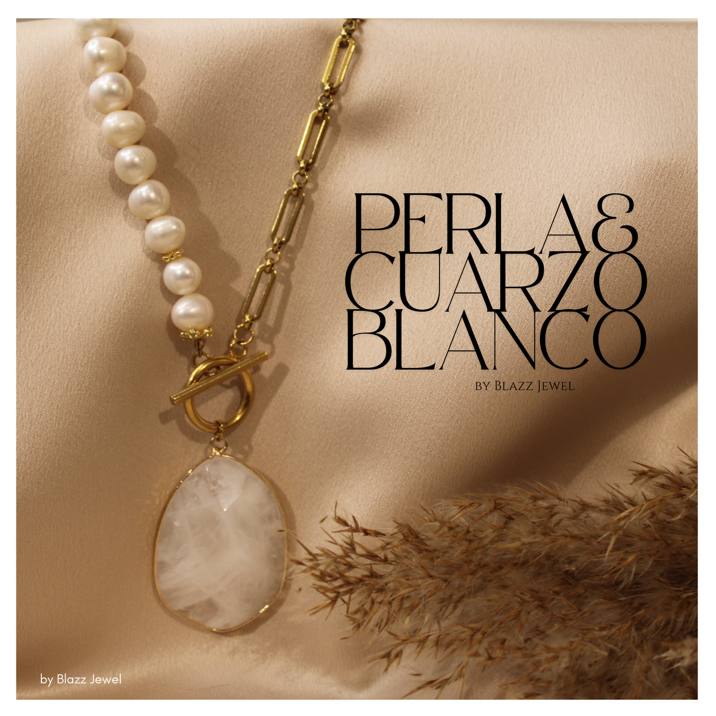 Collar Perla & Fígaro con dije de cuarzo blanco