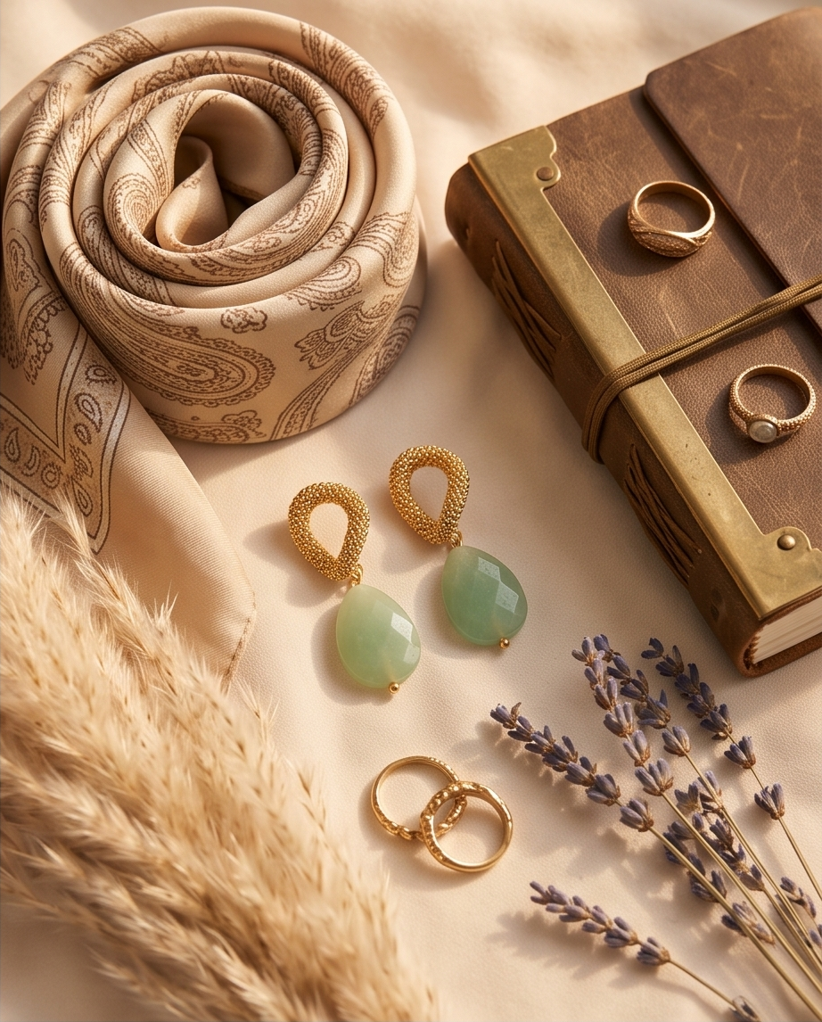 Aretes Aire de Gota de Jade Verde Facetado con Baño de Oro