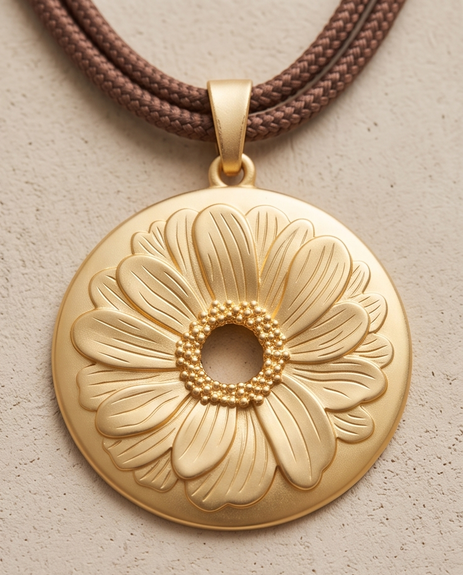 Collar Narea de Cordón Náutico Café con Dije de Flor