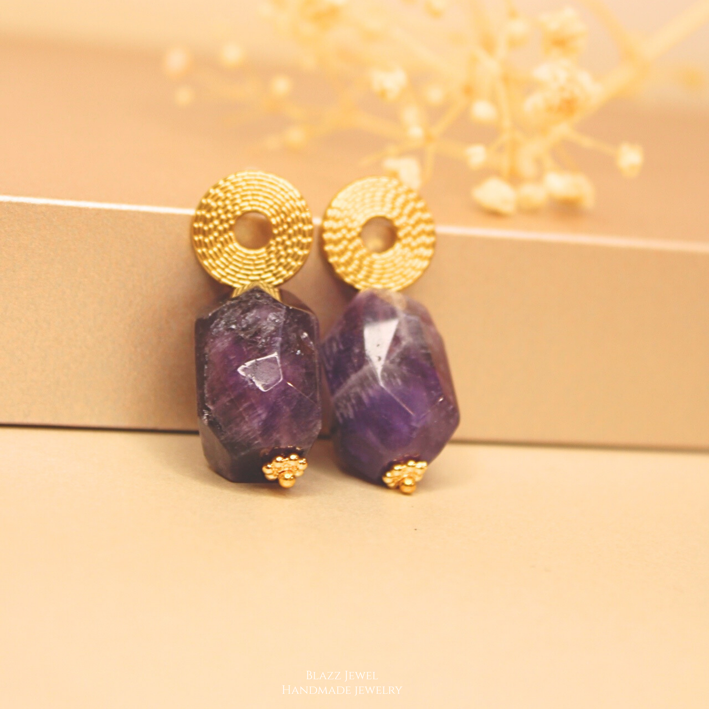 Amatista Cabuchon & base de espiral