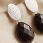 Aretes Ónix gota 12mm & base ovalada plateada
