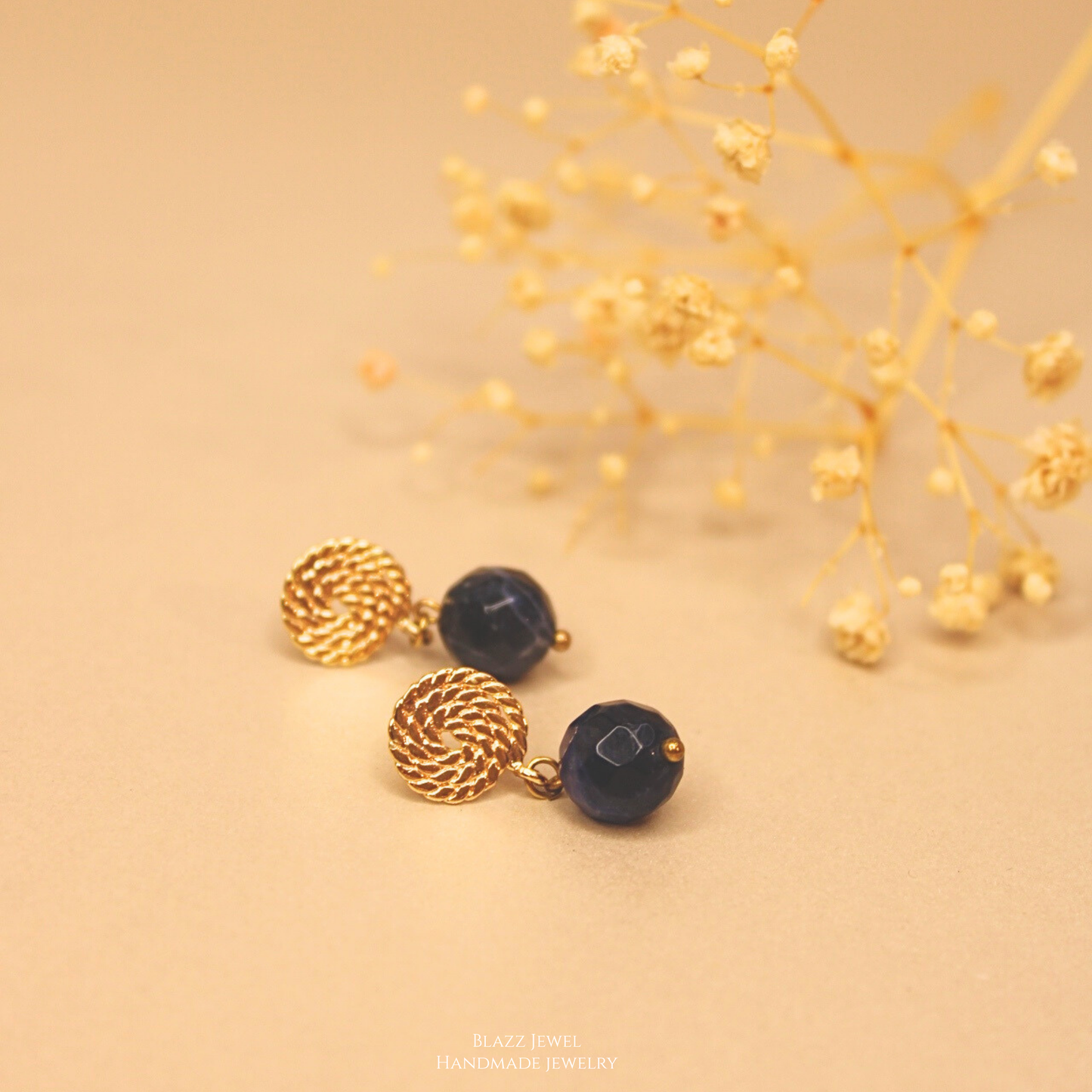 Aretes Sodalita 10mm & base espiral