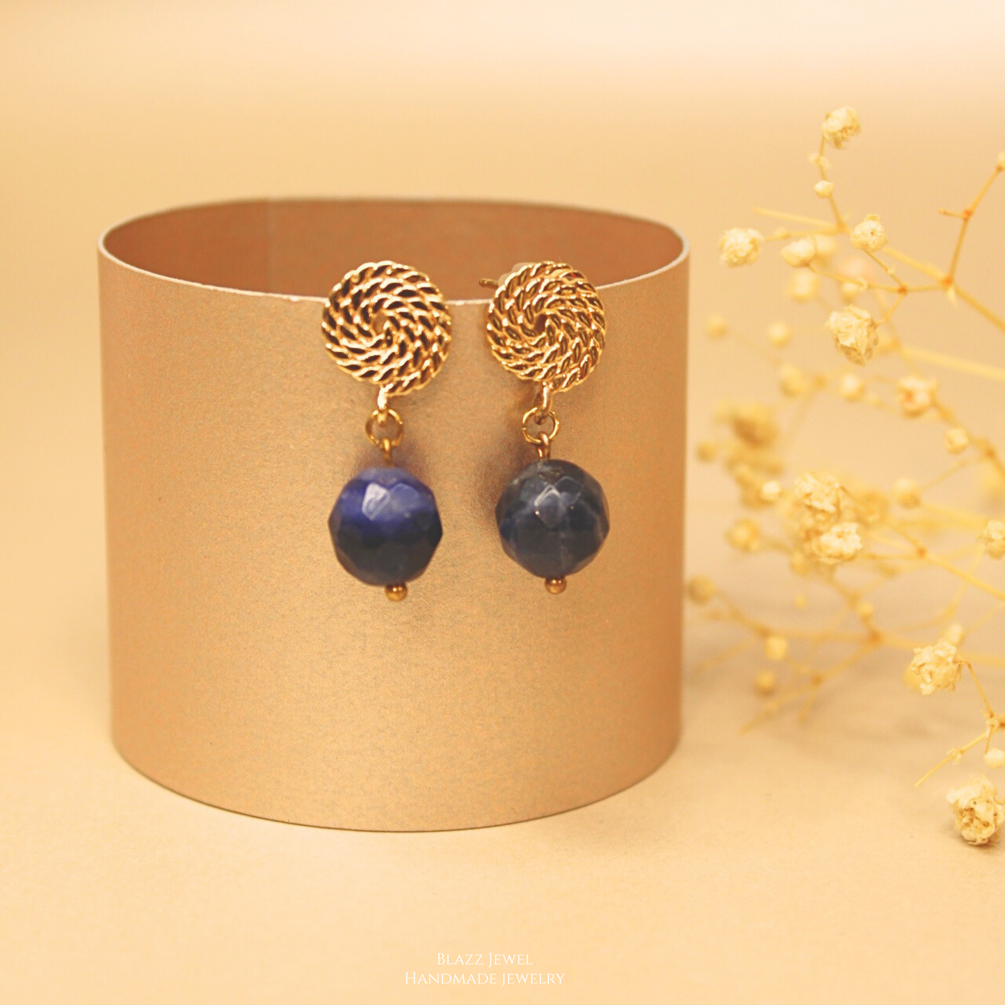 Aretes Sodalita 10mm & base espiral