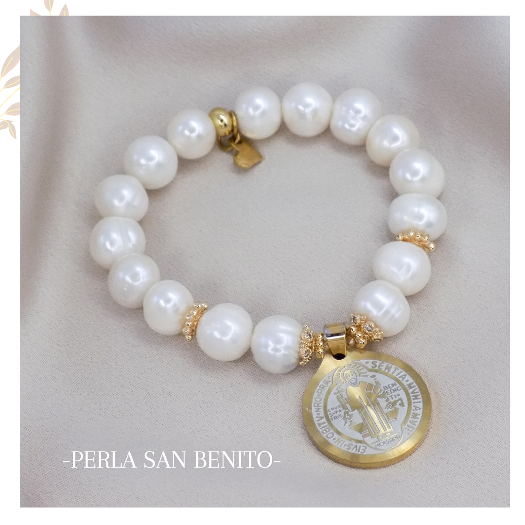 Perla dije San Benito Dorado/Plateado