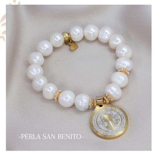 Perla dije San Benito Dorado/Plateado