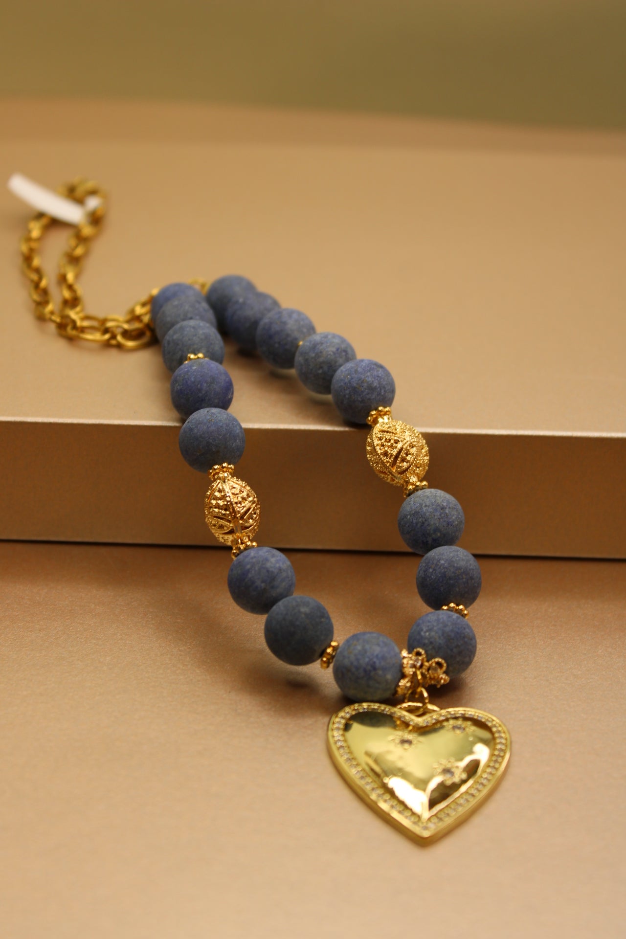 Lapislazuli & dije de Corazón Maxi