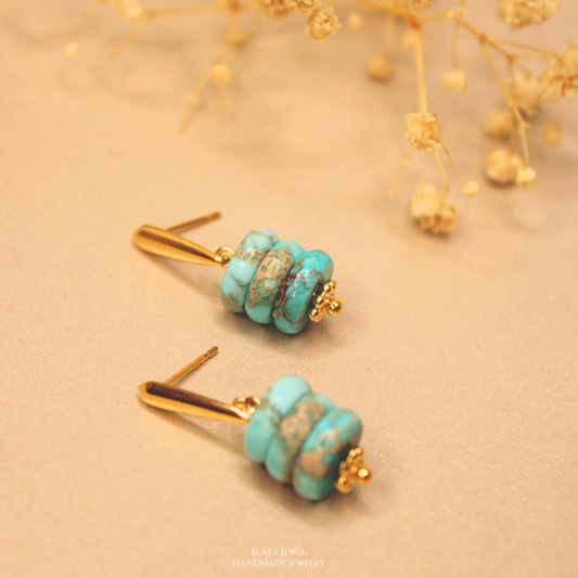 Arete Turquesa Africana & base de palito