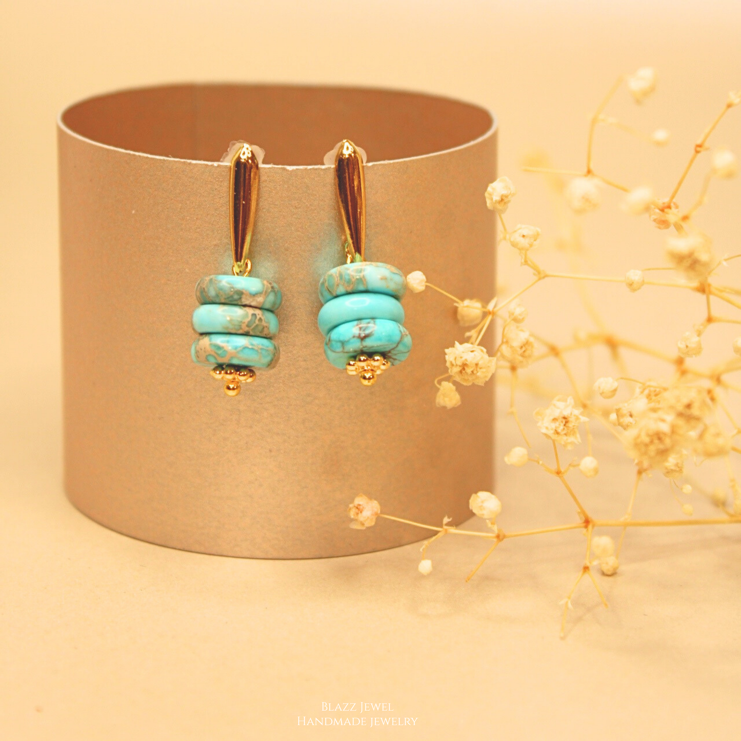 Arete Turquesa Africana & base de palito