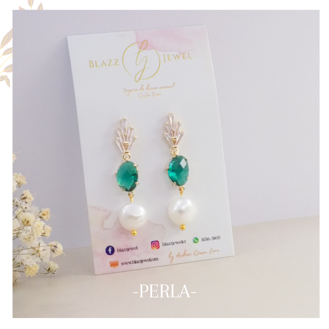 Arete Fio - Espiga, Cristal verles & Perla