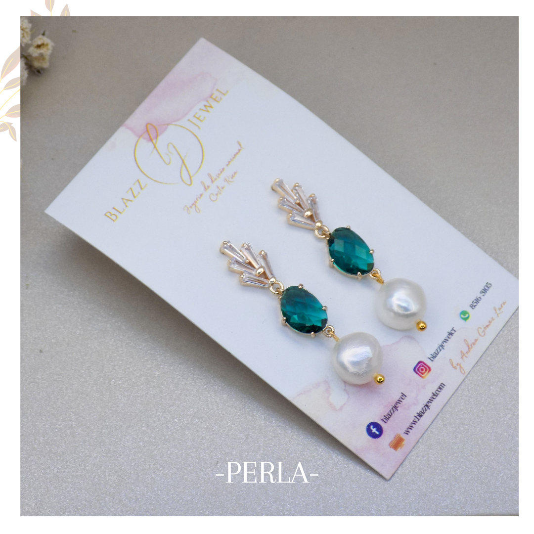 Arete Fio - Espiga, Cristal verles & Perla