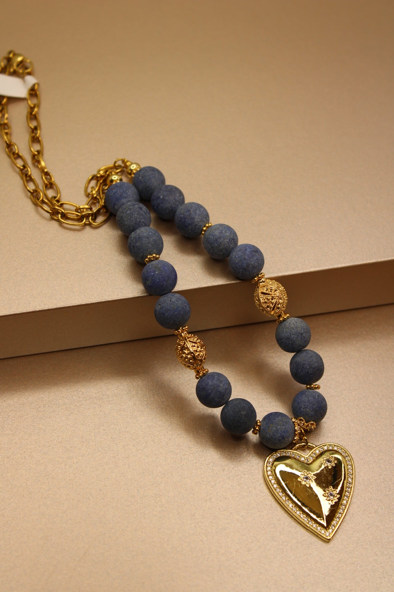 Lapislazuli & dije de Corazón Maxi
