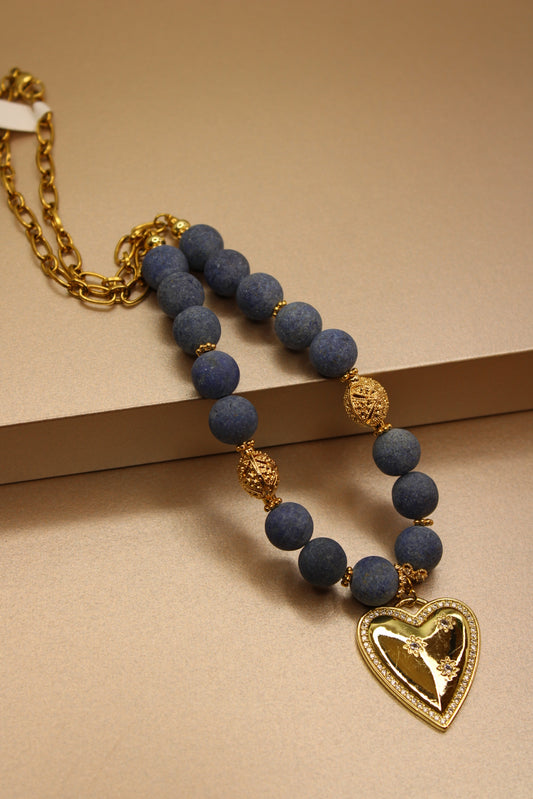 Lapislazuli & dije de Corazón Maxi