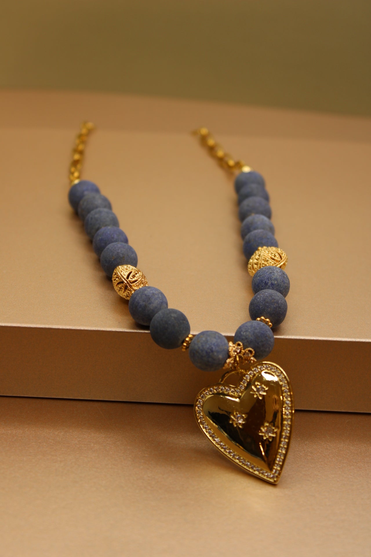 Lapislazuli & dije de Corazón Maxi
