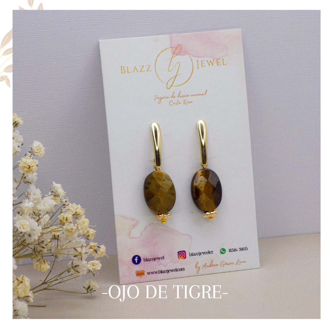 Ojo de tigre gota facetada & base de palito