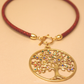 Omega de Cuero & Árbol de Vida Maxi con Zirconias