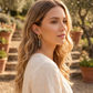 Aretes Aire de Gota Maxi de Labradorita Facetada con Base Ovalada Texturizada