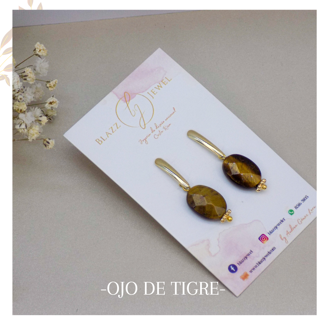 Ojo de tigre gota facetada & base de palito