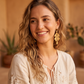 Aretes Maxi de Hoja Labrada con Base Hexagonal en Baño de Oro