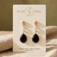 Aretes de Ónix en Gota Facetada con Cristal y Zirconias