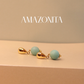 Amazonita 12mm Frosted & base gota 24k