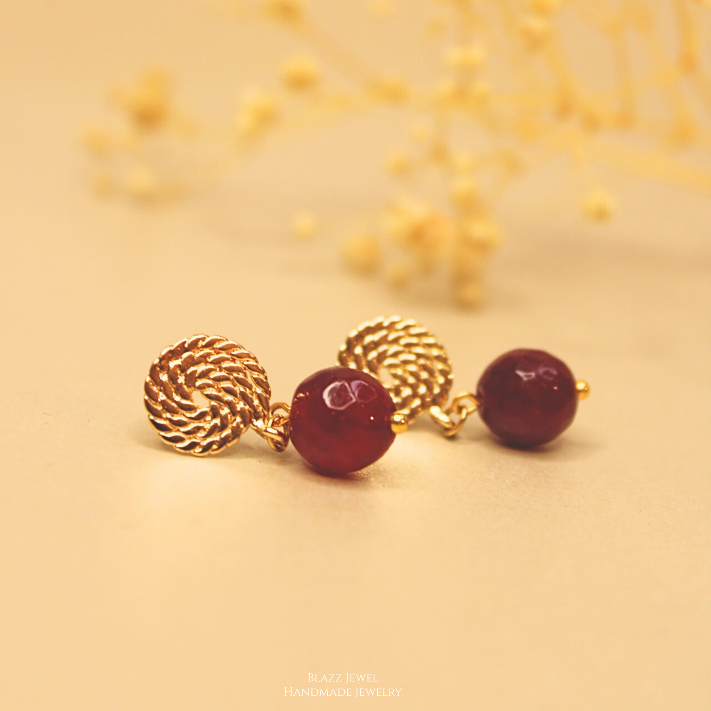 Jade Rojo 12mm & base espiral