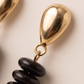 Aretes Ónix 4 rondelas lisas & base gota dorada