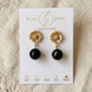 Aretes de Ónix Negro Facetado con Base Margarita con Zirconia