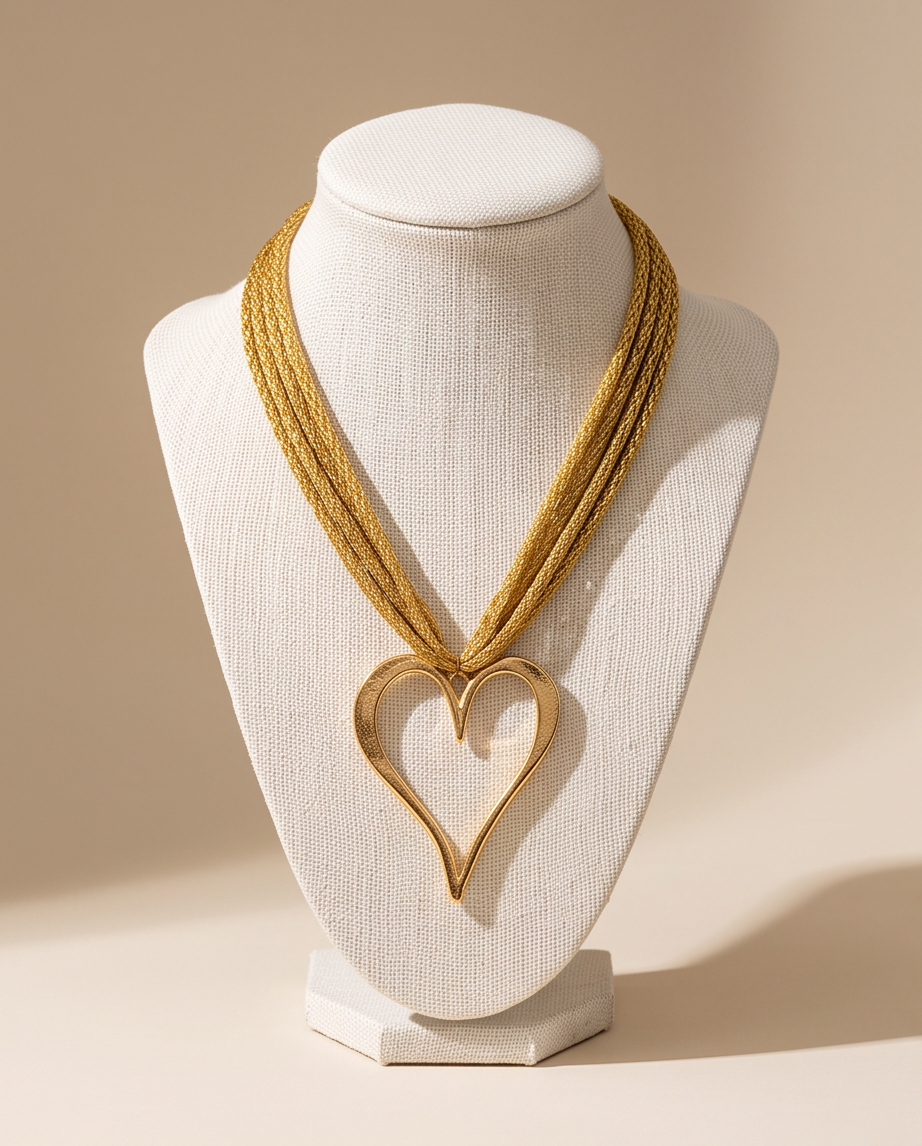 Collar Áurea Dorado con Dije Maxi de Corazón