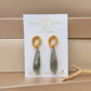 Aretes Aire de Gota Maxi de Labradorita Facetada con Base Ovalada Texturizada