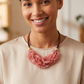 Collar Babero de Cuarzo Cherry Natural y Cuero