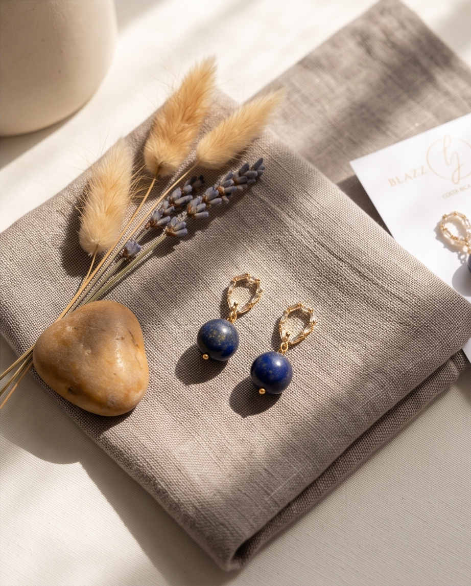 Aretes de Lapislázuli con Base de Gota con Zirconias