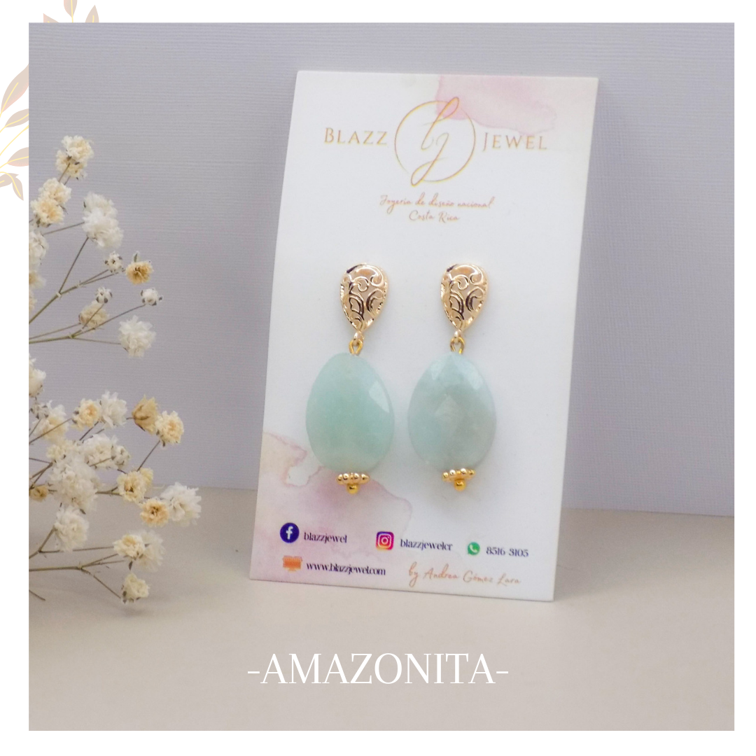 Arete Nina - Amazonita Gota Facetada