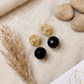 Aretes de Ónix Negro Facetado con Base Redonda Labrada y Mini Zirconias