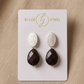 Aretes Ónix gota 12mm & base ovalada plateada