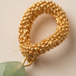 Aretes Aire de Gota de Jade Verde Facetado con Baño de Oro