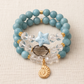 Set de 3 Pulseras de Jade Malasia y Cristales con Dijes Marinos
