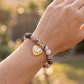 Pulsera de Jaspe Pastel 10 mm con Dije de Corazón Dorado