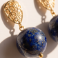 Aretes de Lapislázuli con Base de Gota Labrada en Baño de Oro de 24k
