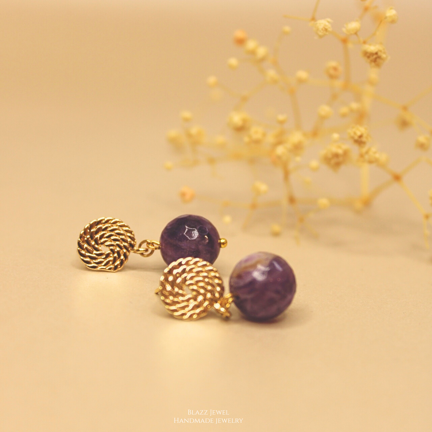 Amatista 12mm & base de espiral peque