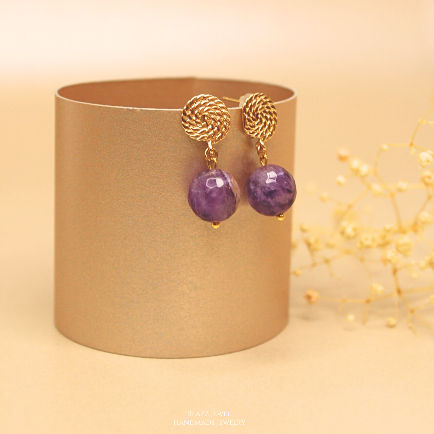 Amatista 12mm & base de espiral peque