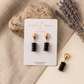 Aretes Ónix 4 rondelas lisas & base gota dorada