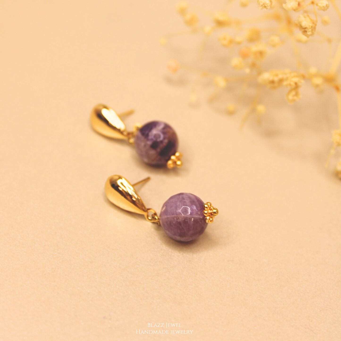 Amatista 12mm & base de gota