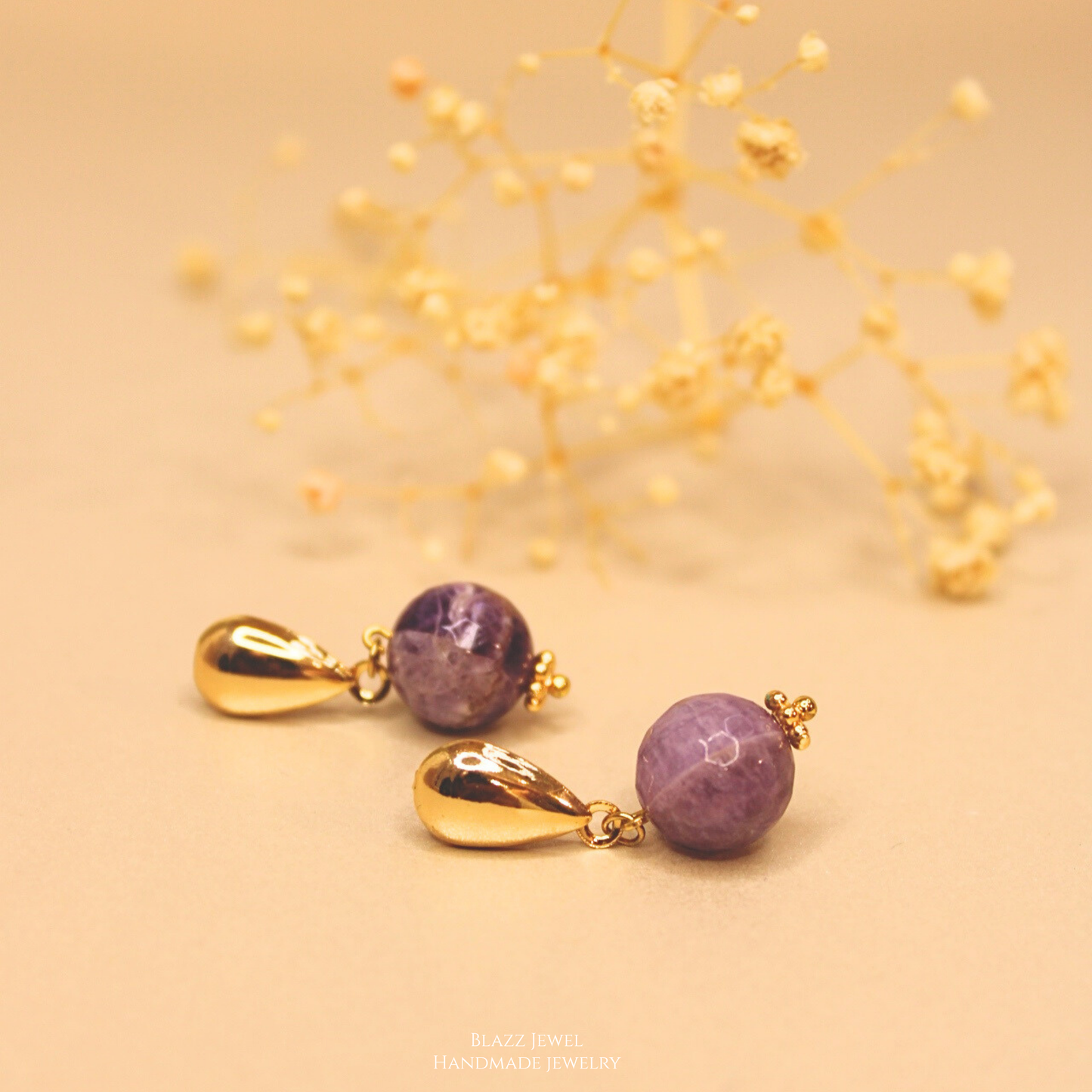 Amatista 12mm & base de gota