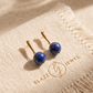 Aretes de Lapislázuli Liso con Base de Palito Dorado en Baño de Oro